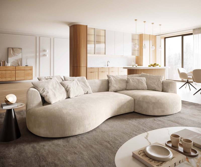 Sofa Edina 330x170 cm Cord Beige von DELIFE