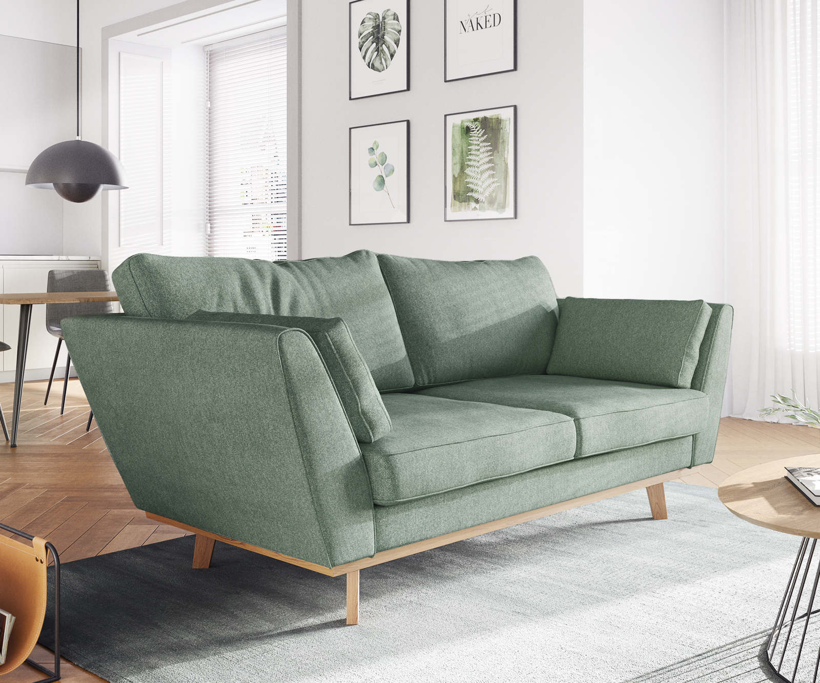 Sofa Mena Mikrofaser Grün 180x90 cm 2-Sitzer von DELIFE