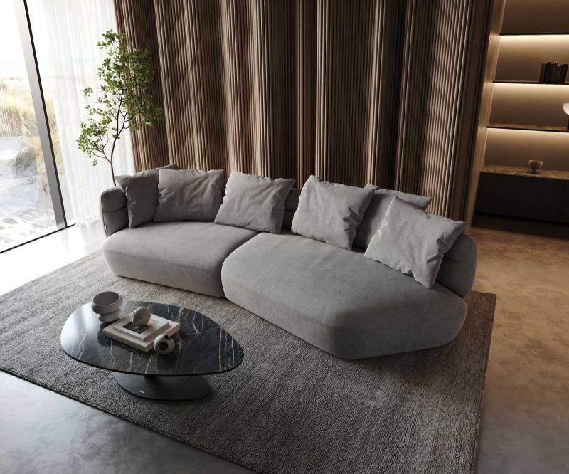 Sofa Roya 320x140 cm Mikrofaser Grau von DELIFE