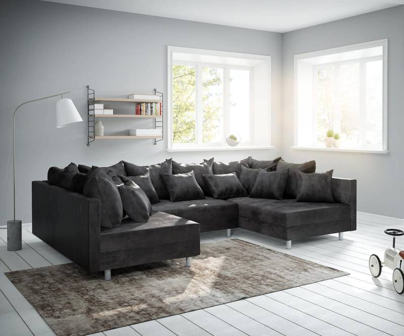 Wohnlandschaft Clovis Anthrazit Antik Optik Modulsofa von DELIFE