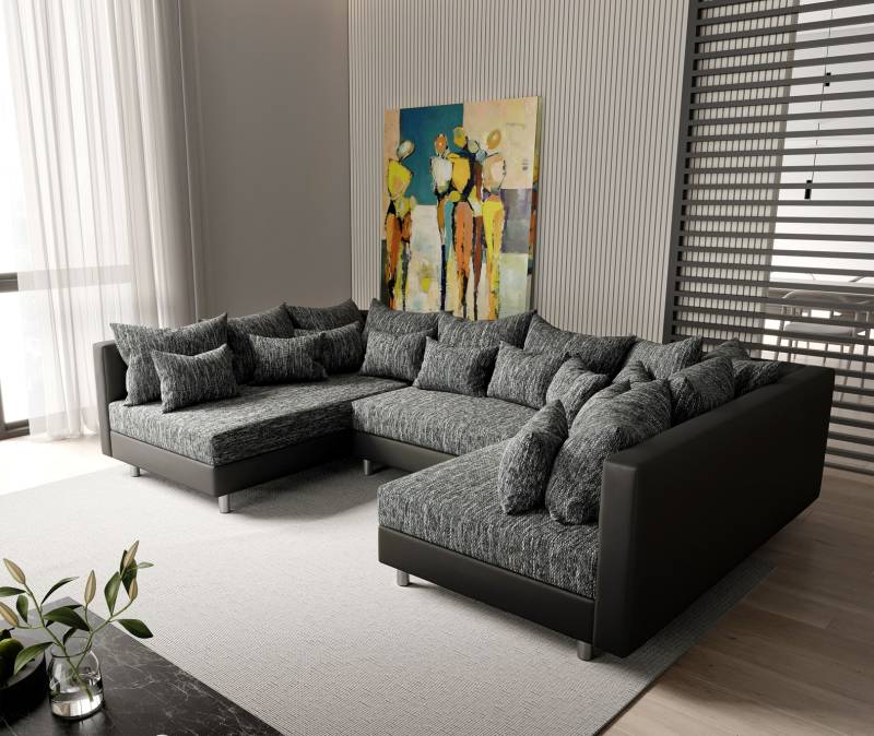 Wohnlandschaft Clovis Schwarz Modularsofa Modulsystem von DELIFE