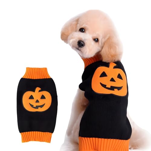 DELIFUR Hundepullover Kürbis Haustierkostüm Halloween Urlaubsparty für Katze und Welpen (XL, lächelnd) von DELIFUR