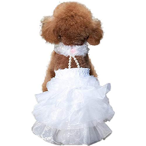 DELIFUR Weißes Hochzeitskleid für Hunde, Prinzessin, modisch, für kleine und mittelgroße Hunde(L) von DELIFUR