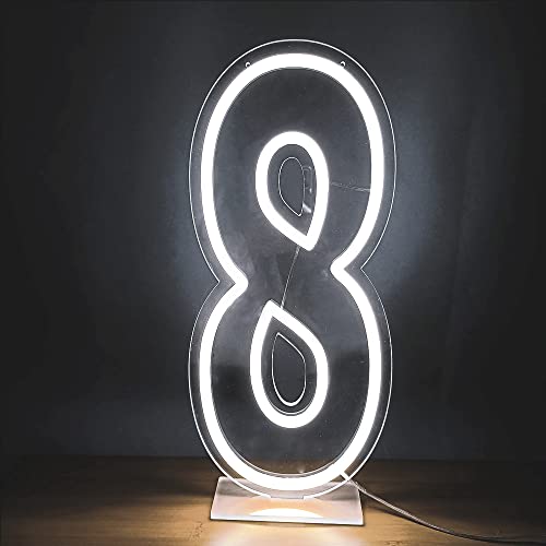 Großes LED Neon Nummer 8 Lichtschild Dimmbar 25 x 45 cm Zahlen-Nachtlichter für Geburtstagsparty, Hochzeitstag, Veranstaltung, Wanddekoration, Geburtstagsgeschenk(Zahl 8) von DELINEON