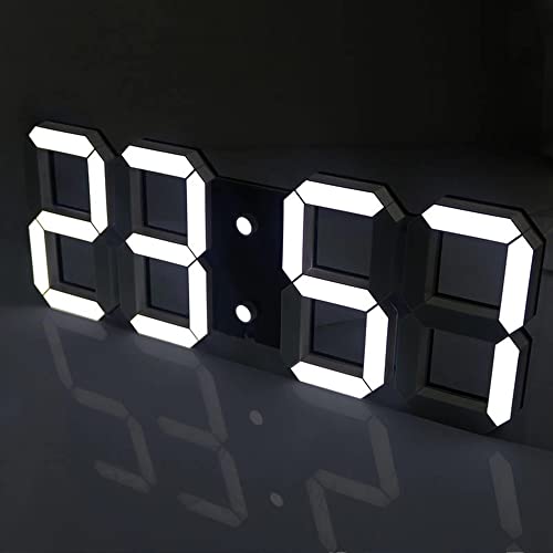 LED Wanduhr Digital Wecker mit 3 einstellbaren Helligkeitstufen, Digital 3D LED Tabelle Wecker 24/12 Stundenanzeige, LED Elektronische Wanduhr für Wohnzimmer Küche Schlafzimmer Büro, 21.5CM, Schwarz von DELIPOP