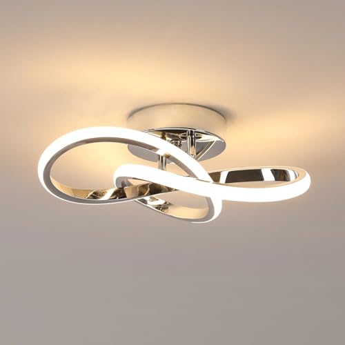 DELIPOP Deckenleuchte LED, 22W 2500LM LED Deckenlampe Silber, Creative Schlafzimmerlampe Küchenlampe Flurlampe Decke Modern für Balkon Diele Wohnzimmer, 3000K Warmweiß von DELIPOP