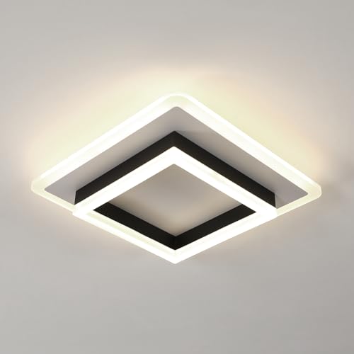 DELIPOP Moderne LED Deckenleuchte, 30W LED Deckenlampe Quadratisch Innen, Acryl Deckenbeleuchtung Schwarz für Schlafzimmer, Wohnzimmer, Flur, Küche, Balkon, Natürliches Licht 4500K von DELIPOP