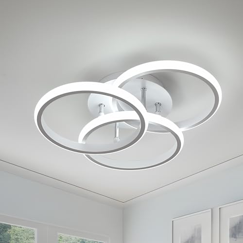 DELIPOP Moderne LED Deckenleuchte, 40W Weiße Dreirunde LED Aluminium Deckenbeleuchtung, 6500K Kaltweißes Licht Innen Deckenlampen für Wohnzimmer, Schlafzimmer, Küche, 40cm von DELIPOP