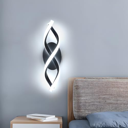 DELIPOP Wandleuchte Innen 16W 1800LM, Wandlampe LED Modern, Kreative Gebogene Wandleuchte für Wohnzimmer Korridor Treppen, Kaltweißes Licht 6500K, 37cm von DELIPOP