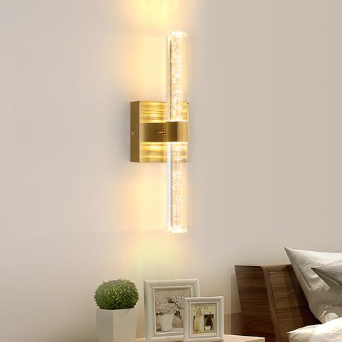 DELIPOP Wandleuchte LED Innen, 12W 1350LM Moderne Wandlampen Gold, Wandleuchten Acryl, Kreative Wandbeleuchtung Für Wohnzimmer, Treppen, Korridor, Schlafzimmer, Warmweiß 3000K von DELIPOP