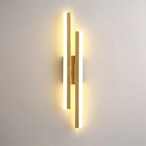 DELIPOP Wandleuchte Innen Gold, 16W Wandlampe Innen LED 3 Farben Wandlicht Modern Treppenhauslampe Wand Wohnzimmerlampe Design Schlafzimmerlampe Flurlampe Wandbeleuchtung von DELIPOP