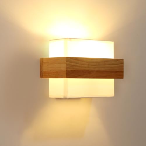 DELIPOP Wandleuchte Stoff Innen, Modern Wandlampe E27 Innen Holz, Vintage Wandbeleuchtung für Schlafzimmer Flur Wohnzimmer Esszimmer Küche Treppenhaus DELIPOP Wandleuchte Stoff Innen, Modern Wandlampe E27 Innen Holz, Vintage Wandbeleuchtung für Schlafzimmer Flur Wohnzimmer Esszimmer Küche Treppenhaus von DELIPOP