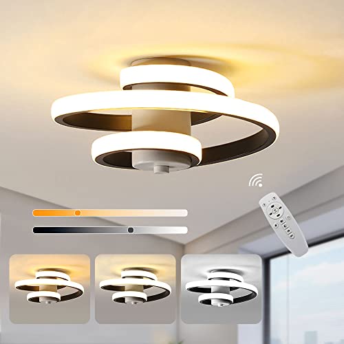 LED Deckenleuchte Dimmbar, 27W 2200ML Kreative Deckenlampe Spirale Mit Fernbedienung, 3000K-6000K, Lichtfarbe und Helligkeit Einstellbar, Acryl Deckenlampe, für Wohnzimmer Schlafzimmer Küche Flur von DELIPOP