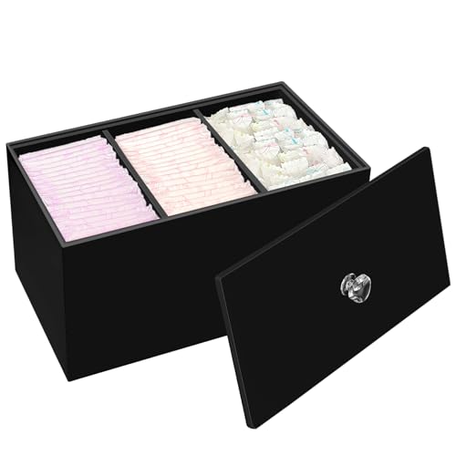 DELIPPLY Tampon-Box für Badezimmer, Tampons und Pads, Aufbewahrungsbehälter, für Frauen, Perioden-Organizer, Behälter, Schwarz DELIPPLY Tampon-Box für Badezimmer, Tampons und Pads, Aufbewahrungsbehälter, für Frauen, Perioden-Organizer, Behälter, Schwarz von DELIPPLY