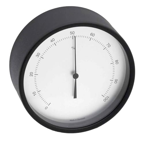 Delite Clausen 606701 Edelstahl schwarz matt lackiert Hygrometer Zifferblatt satiniert B x H 100 mm x 44 mm von DELITE