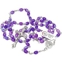 Rosenkranz Aus Glas, 7 X 5 Mm, Violetter Marmoreffekt von DELLARTEsrl
