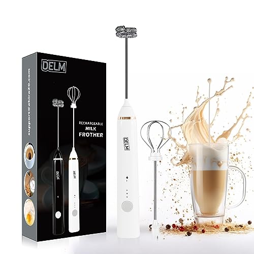 Elektrischer Milchaufschäumer Kaffeeschäumer Wiederaufladbar Getränkemixer Handaufschäumer Mixer Küchenhelfer Handmixer Elektrischer Mixer USB Wiederaufladbar Bulletproof (Weiß) von DELM