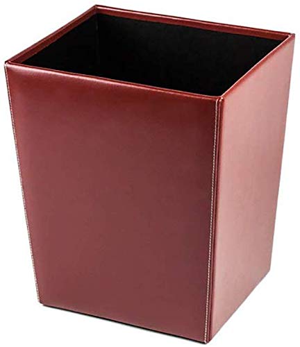 DELMON VARONE - Papierkorb aus Cambridge Top Grain Leder rot, Retro Papiereimer für Schreibtisch, Büro und Zuhause, Stylischer Abfalleimer ohne Deckel aus Premium Echtleder, Maße: 25 x 21 x 30 cm von DELMON VARONE - FINE LEATHERGOODS MADE IN GERMANY