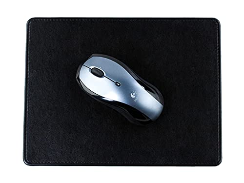 DELMON VARONE - Personalisierbares Mauspad aus Novapell Kunstleder Schwarz - Design Mousepad mit Rutschfester Rückseite aus Vlies - Elegante Computer Maus Unterlage für Büro und Gaming personalisiert von DELMON VARONE - FINE LEATHERGOODS MADE IN GERMANY