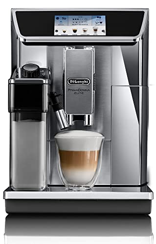 De'Longhi PrimaDonna Elite ECAM 656.75.MS Kaffeevollautomat mit 4,3 Zoll Farbdisplay automatischer Milchschaum 2 Tassen Funktion 1350W großer 2 L Wassertank Coffee Link App silber von De'Longhi