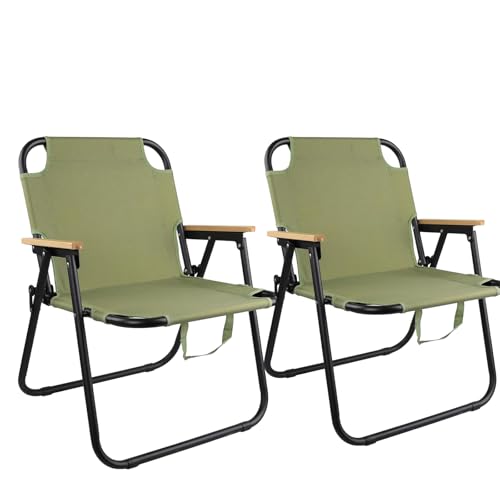 DELONGKE Campingstuhl Klappbar, Camping Sessel, Anglerstuhl, Strandstuhl, Camping-Stühle, Gartenstuhl Klappbar, für Angeln Picknick, Tragfähigkeit 200kg. (Grün) von DELONGKE