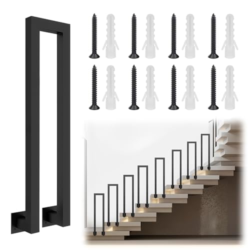 DELONGKE Treppengeländer Innen, U Förmiger Handlauf Geländer Treppe,Handlaufhalter, Stiegengeländer Nordic Modern Handlauf für Villen Balkone Flure Wohnungen (Seite-Schwarz, 65CM) von DELONGKE