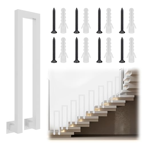 DELONGKE Treppengeländer Innen, U Förmiger Handlauf Geländer Treppe,Handlaufhalter, Stiegengeländer Nordic Modern Handlauf für Villen Balkone Flure Wohnungen (Seite-Weiß, 95CM) von DELONGKE