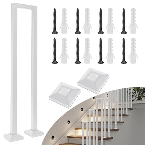 DELONGKE Treppengeländer Innen, U Förmiger Handlauf Geländer Treppe,Handlaufhalter, Stiegengeländer Nordic Modern Handlauf für Villen Balkone Flure Wohnungen (Vertikal-Weiß, 35CM) von DELONGKE
