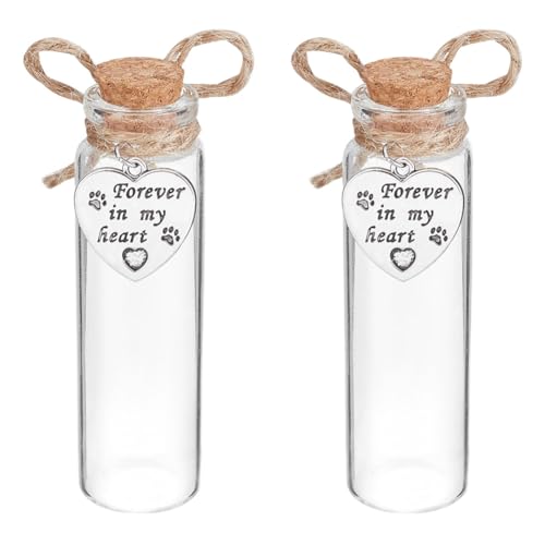 DELORIGIN 2 Stück Gedenkflasche Aus Glas Mit Tierhaaren Wunschflasche Aus Glas Mit Herzanhänger Und Korkverschluss Andenkenurne Für Hunde Und Katzen Für Die Asche von Haustieren DELORIGIN 2 Stück Gedenkflasche Aus Glas Mit Tierhaaren Wunschflasche Aus Glas Mit Herzanhänger Und Korkverschluss Andenkenurne Für Hunde Und Katzen Für Die Asche von Haustieren von DELORIGIN