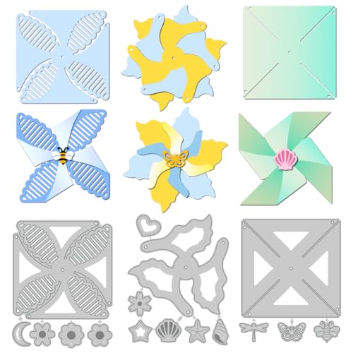 DELORIGIN 3D Drehbare Windmühlen Stanzformen Kartenherstellung Stanzformen Aus Karbonstahl Schablonen Prägevorlage Für DIY Papierbasteln Hochzeit Geburtstag Party Dekoration von DELORIGIN