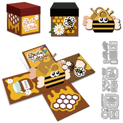DELORIGIN 3D Stanzschablone In Form Einer Bienen Geschenkbox Kartenherstellung Stanzschablone Scrapbooking Prägevorlage Für Grußkarten Bastelalben Hochzeitseinladungen Dekoration von DELORIGIN