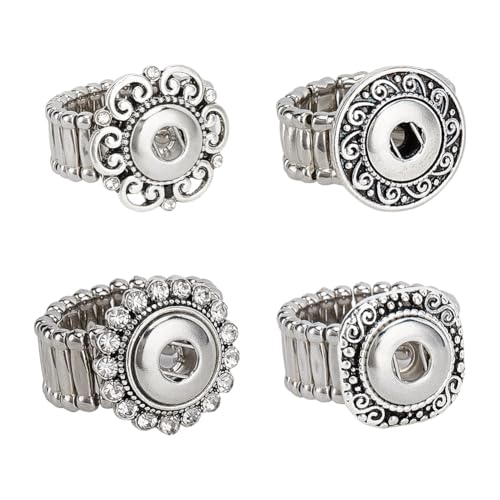 DELORIGIN 4 Stück 12mm Druckknöpfe Ringe Schmuck Verstellbare Druckknopf Charms Austauschbare Druckknöpfe Aus Legierung DIY Ringe Für Die Herstellung von Fingerring Schmuck DELORIGIN 4 Stück 12mm Druckknöpfe Ringe Schmuck Verstellbare Druckknopf Charms Austauschbare Druckknöpfe Aus Legierung DIY Ringe Für Die Herstellung von Fingerring Schmuck von DELORIGIN
