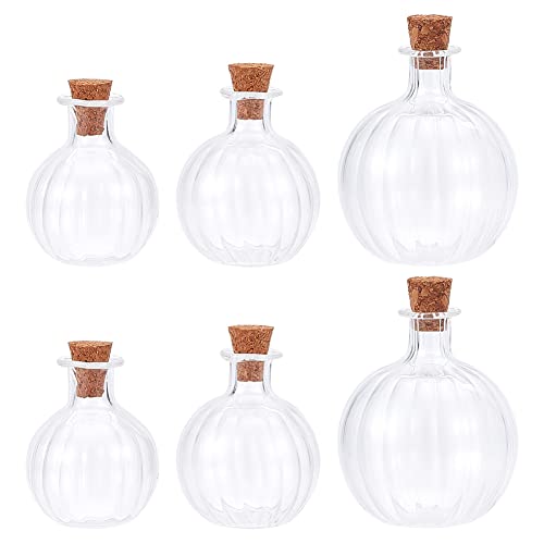 DELORIGIN 6 Stück Mini Glasflaschen Runde Glaskugelflaschen Mit Korken Kleine Wishing Flaschen Transparente Kleine Wunschgläser Für Hochzeit Geburtstag Party Requisiten Dekoration Strandsand von DELORIGIN