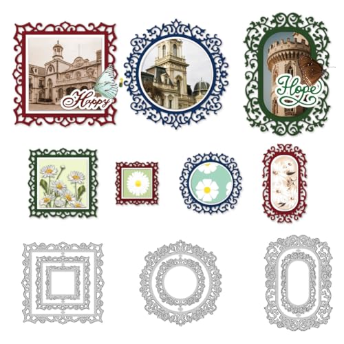DELORIGIN 7 Stile Stanzschablonen Neuheiten 2025 Vintage Karten Stanzformen Grußkarten Herstellung Stanzschablonen Scrapbooking Prägevorlage Für Heimwerker Basteln Geburtstagsgeschenk Dekoration von DELORIGIN