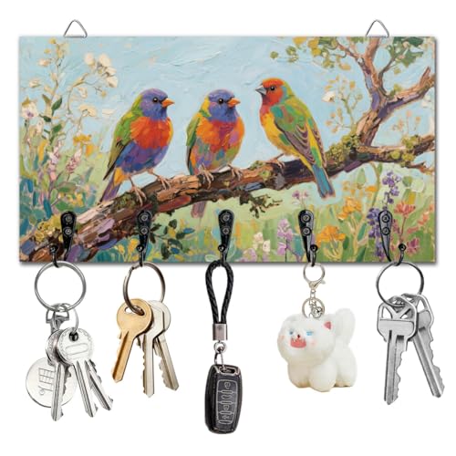 DELORIGIN A Row of Birds on A Branch Key Holder Wall Mounted Display Wooden Key Racks with 5 Metal Hooks Keys Hanger Storage Organizer for Wall Decorative Door Entryway Hallway Kitchen New Home Gift DELORIGIN A Row of Birds on A Branch Key Holder Wall Mounted Display Wooden Key Racks with 5 Metal Hooks Keys Hanger Storage Organizer for Wall Decorative Door Entryway Hallway Kitchen New Home Gift von DELORIGIN