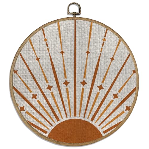 DELORIGIN Boho Sonne Runde Leinwandbild Wanddekor10 Kunstdruck Wanddeko Wandkunst Bohemian Wanddekoration Hängende Wandbilder Für Zimmer Esszimmer Schlafzimmer Wohnzimmer Balkon Terrasse Veranda von DELORIGIN