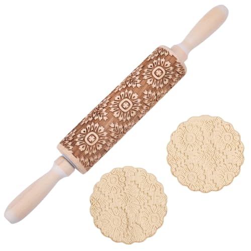 DELORIGIN Geprägtes Nudelholz Aus Holz Mit Blumendruck 35cm Nudelholz Zum Backen von Keksen 3D Muster DIY Backzubehör Selbstgemachtes Gebäck Keksteig DELORIGIN Geprägtes Nudelholz Aus Holz Mit Blumendruck 35cm Nudelholz Zum Backen von Keksen 3D Muster DIY Backzubehör Selbstgemachtes Gebäck Keksteig von DELORIGIN