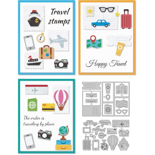 DELORIGIN Reisestempel Stanzformen Reisebezogene Stanzformen Metallprägeschablonen Stanzschablonen Neuheiten 2025 Für Die Kartengestaltung Dekoration DIY Scrapbooking Reisealbum Basteln von DELORIGIN