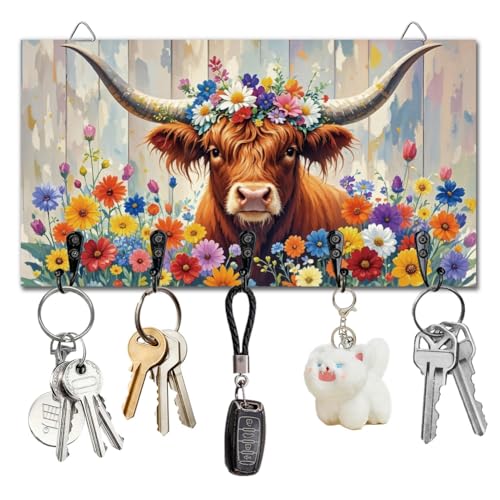 DELORIGIN Schlüsselhalter Mit Highland Rindern Wandmontage Hölzernes Schlüsselbrett Mit 5 Haken Schlüsselaufbewahrung Organizer Für Wanddekoration Tür Eingangsbereich Küche Neues Zuhause DELORIGIN Schlüsselhalter Mit Highland Rindern Wandmontage Hölzernes Schlüsselbrett Mit 5 Haken Schlüsselaufbewahrung Organizer Für Wanddekoration Tür Eingangsbereich Küche Neues Zuhause von DELORIGIN