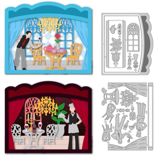 DELORIGIN Stanzformen Für Restaurantfensterboxen StanzenPrägeschablonen Rahmen Stanzschablonen Neuheiten 2025 Für DIY Papierbastelkarten Alben Geschenkdekor von DELORIGIN