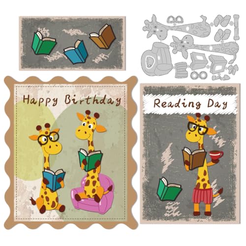 DELORIGIN Stanzformen Mit Giraffen Motiv Lesebuch Stanzformen Metall Schablonen Prägeschablonen Rahmen Stanzschablonen Für Die Kartenherstellung Dekoration DIY Scrapbooking Fotoalbum Basteln von DELORIGIN