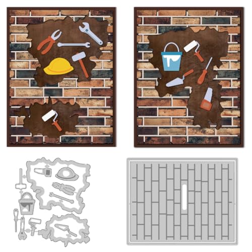 DELORIGIN Stanzformen Mit Werkzeugwand Backsteinmauer Stanzformen Metallprägeschablonen Schablonen Für Die Kartenherstellung Dekoration DIY Scrapbooking Fotoalbum Basteln von DELORIGIN