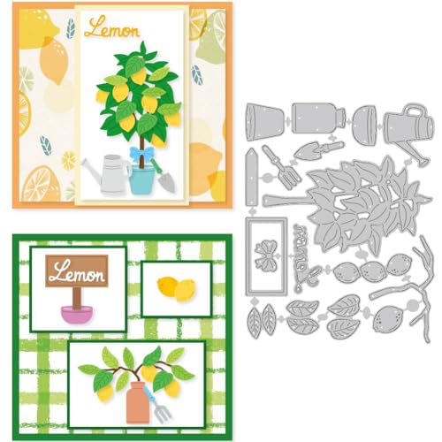 DELORIGIN Stanzformen Mit Zitronentopf Kartenherstellung Gestanzte Pflanzenschablonen Aus Karbonstahl Prägeschablonen Rahmen Stanzschablonen Neuheiten 2025 Für Papierbastelalben Geschenkdekor von DELORIGIN