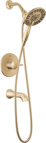 Delta Faucet Albion 14 Series Einhand Duscharmaturen Set, Gold Duschgarnituren Set mit Doppelduschkopf In2ition 2 in 1 4 Einstellungen, Bronze von DELTA