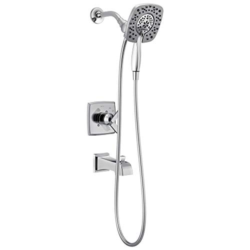 Delta Faucet Ashlyn 17 Series Dual-Funktions-Wannen- und Duschverkleidungs-Set mit 2-Strahl-Touch-Clean In2ition 2-in-1 Handbrause mit Schlauch, Chrom T17464-I (Ventil nicht im Lieferumfang enthalten) von Delta