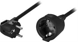DELTACO DEL-112C Stromkabel schwarz 3 m CEE7/7 CEE7/4 – Elektrokabel (3 m, Stecker/Buchse, CEE7/7, CEE7/4, schwarz) von DELTACO