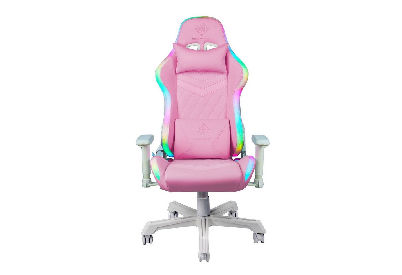 DELTACO Gaming-Stuhl Gaming Stuhl GAM-080 RGB Beleuchtung Kunstleder Nackenkissen (kein Set), inkl. 5 Jahre Herstellergarantie von DELTACO