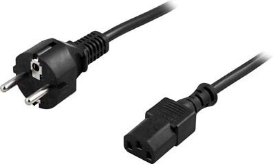 DELTACO DEL-109M Stromkabel schwarz 2 m C13 – Elektrokabel (2 m, männlich/weiblich, Kupplung, C13, 250 V, 10 A, schwarz) von DELTACO
