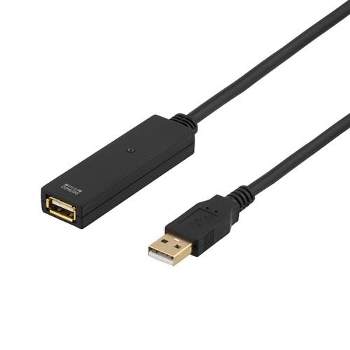 Deltaco USB2-EX5M Prime USB 2.0 Verlängerungskabel, Aktiv, Typ A Stecker auf Typ A Buchse, 5m schwarz von DELTACO