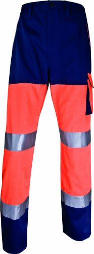 Deltaplus PHPANOM3X Panostyle Hochsichtbarer Arbeitshose Aus Baumwolle / Polyester, Neonorange-Marineblau, Größe 3XL von Deltaplus